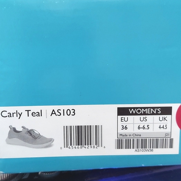 Aetrex Shoes, Sz 6, Carly Teal Blue, Arch Support, Stretch Fabric, Lace Up, NEW! - Picture 9 of 10